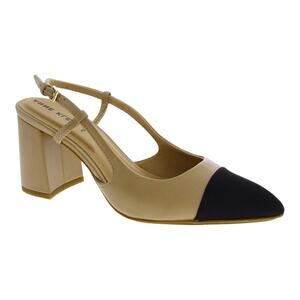 Anne Klein Women's Brooklyn Block Heel Slingback Dress Pumps Nude Black Size 6